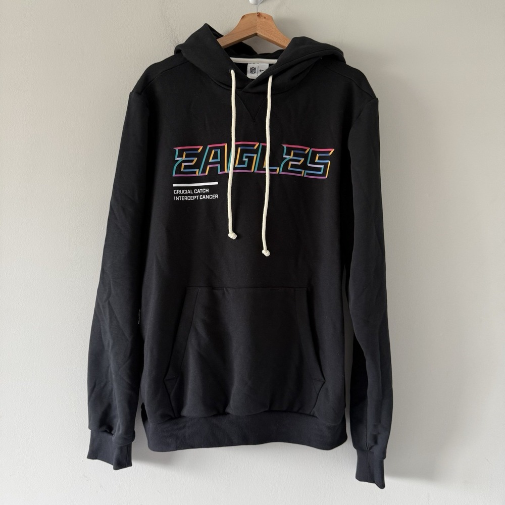 Nike Dri-Fit Philadelphia Eagles Mens Pullover Hoodie Large NFL Sweatshirt Black